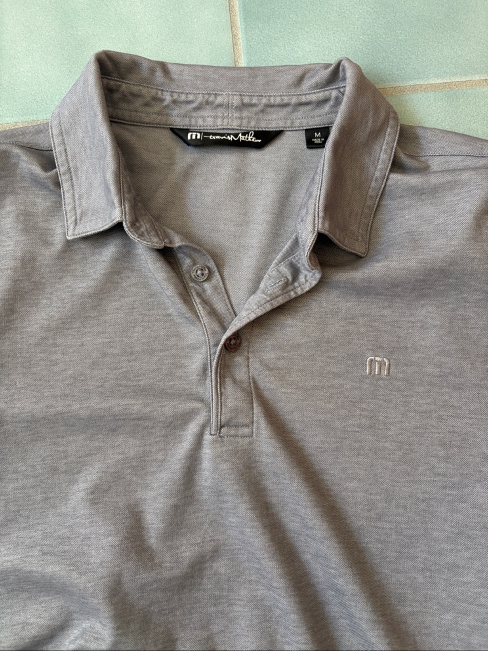Travis Mathew Men's Light Gray Polo with Embroidered Logo